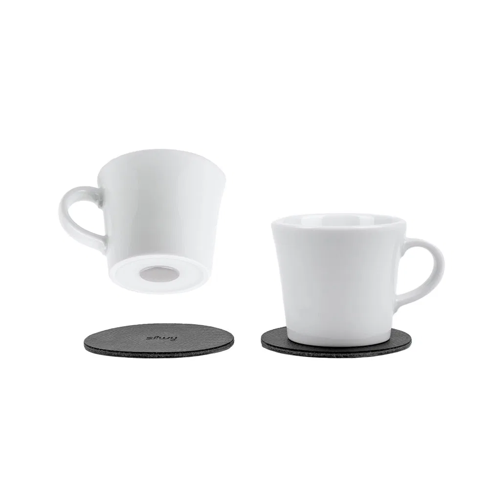 S070-1404-2-B – SILWY MAGNET Mug, Magnetic Cup With Handle 2.3 Ounce Capacity White Porcelain